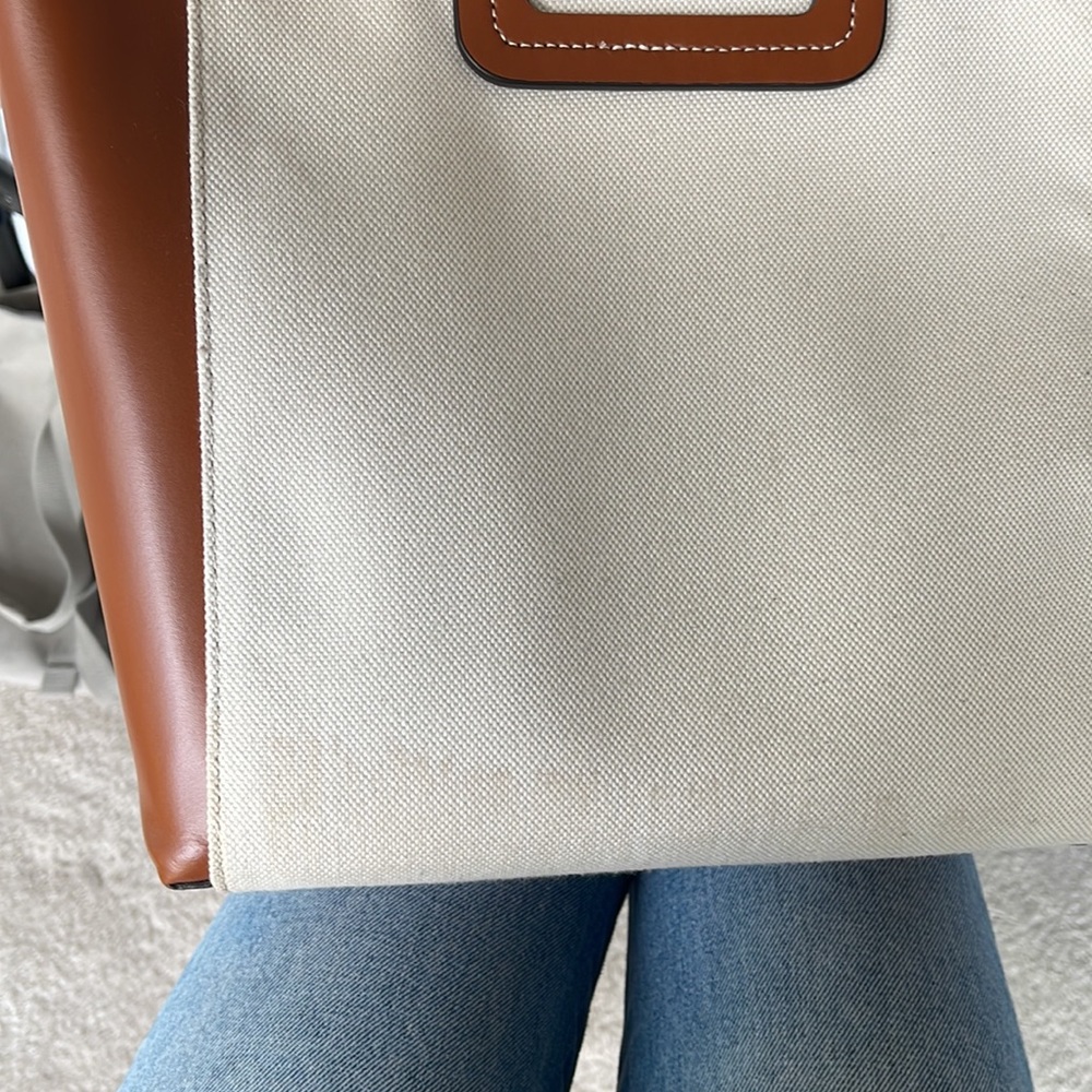 Staud Shirley Canvas Leather Tote Crossbody Bag - Picture 14 of 15
